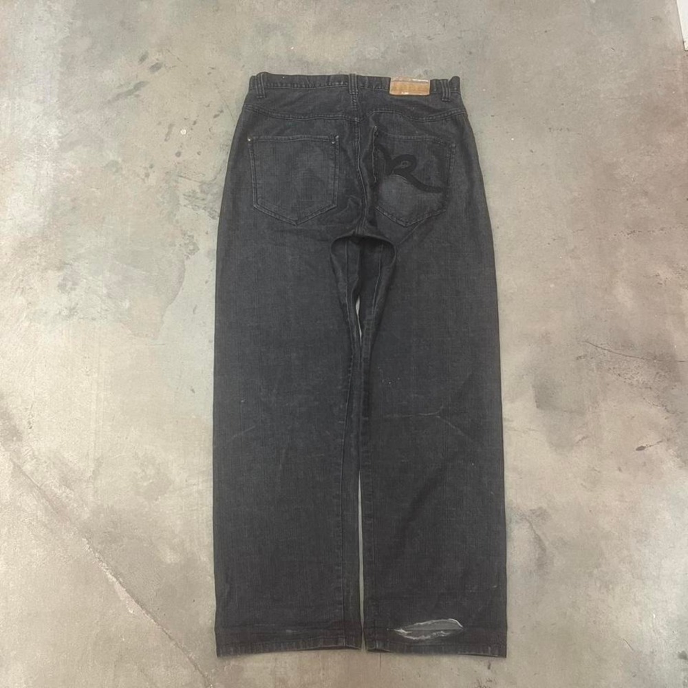Y2K Rocawear men's grey embroidered baggy jeans loose wide leg 90s 34